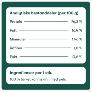 Hundesnacks av kaninskinn