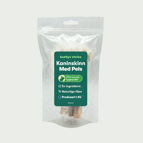 Hundesnacks av kaninskinn