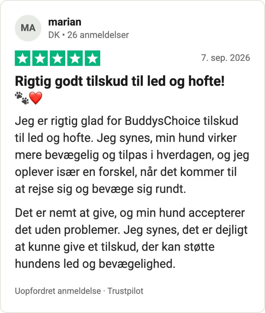 Trustpilot-anmeldelse af Hofte & Led fra marian