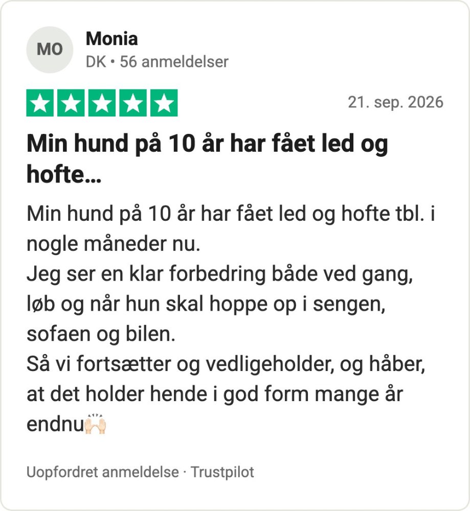 Trustpilot-anmeldelse af Hofte & Led fra Monia